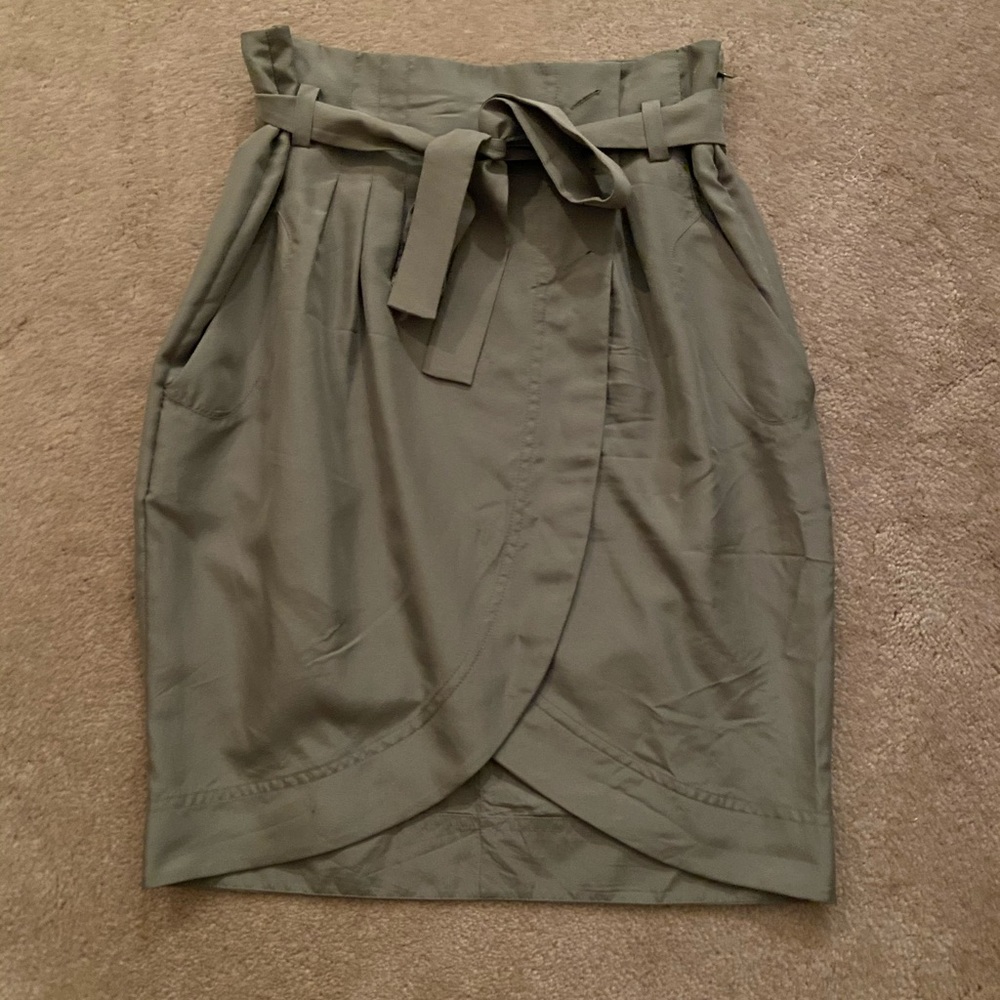 7 For All Mankind Forest Green Wrap Skirt